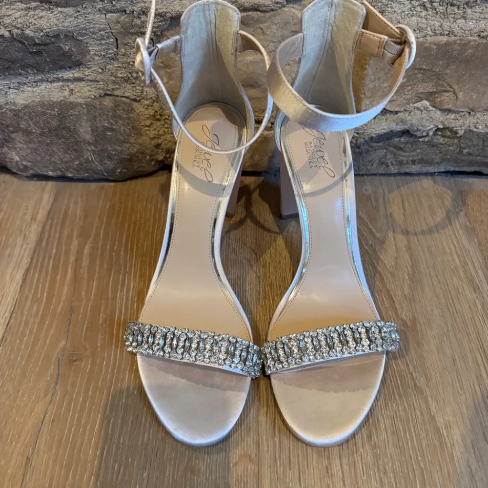 Jewel Badgley Mischka Jameson Sandal  Satin Embellished Women's Sz11 Price Firm!
